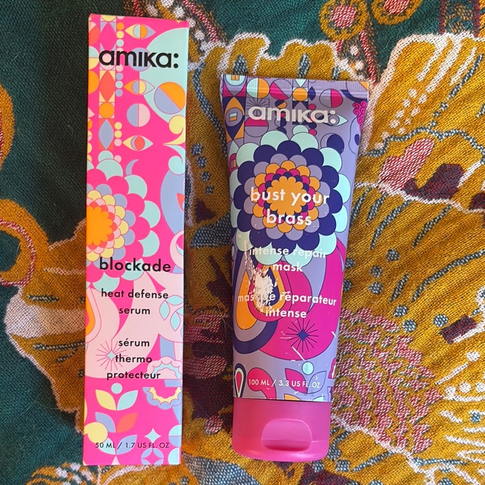 Amika Blockade Serum and Bust Your Brass Mask - Pink and Purple